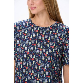 Футболка  женская       трикотажная       синяя  Новый год