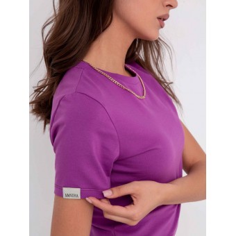 Футболка  женская       из кулирки       фиолетовая  однотонная