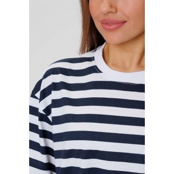 Футболка  женская       из кулирки       Белый, Черный  Полоска