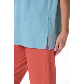 Футболка  женская       трикотажная       голубая  Принт