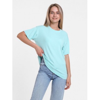 Футболка  женская       Лапша       голубая  однотонная