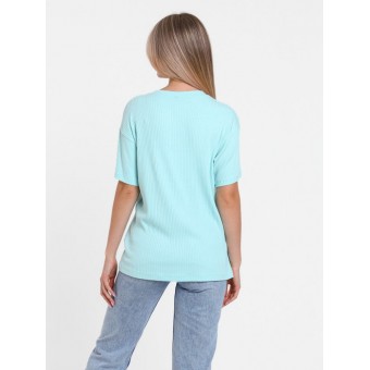 Футболка  женская       Лапша       голубая  однотонная