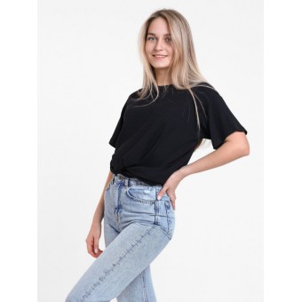 Футболка  женская       Лапша       черная  однотонная