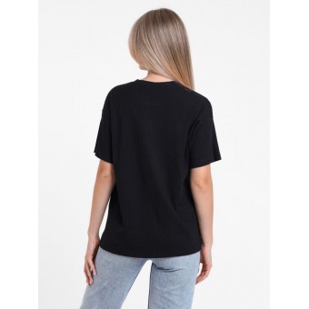 Футболка  женская       Лапша       черная  однотонная