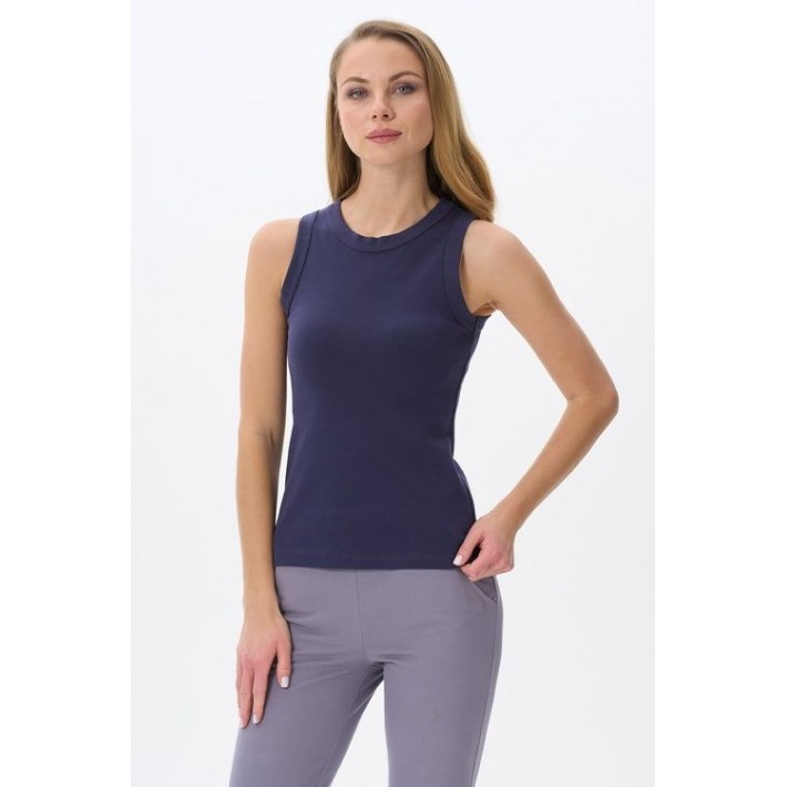 Майка женская трикотажная Темно-синий однотонная