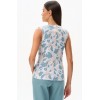 Майка женская трикотажная синяя Цветы