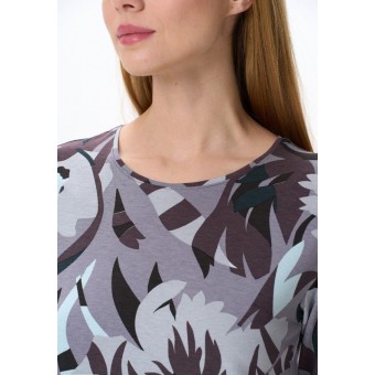 Футболка  женская       трикотажная       Коричневый, Серый  Растения