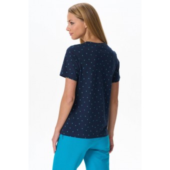 Футболка  женская       трикотажная       синяя  Рисунок