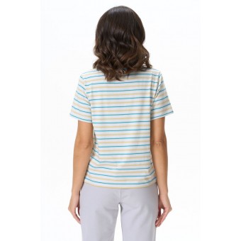 Футболка  женская       трикотажная       Желтый, Синий  Полоска