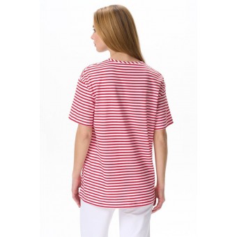 Футболка  женская       трикотажная       красная  Полоска