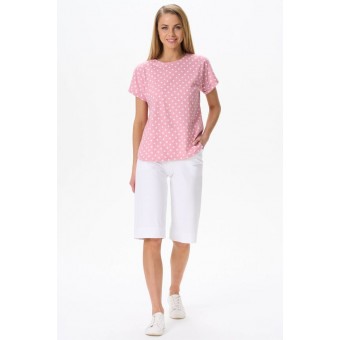 Футболка  женская       трикотажная       розовая  Горох