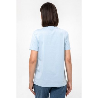 Футболка  женская       Пенье       голубая  однотонная