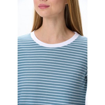 Джемпер  женский       трикотажный       Белый, Голубой  Полоска