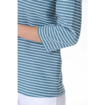 Джемпер  женский       трикотажный       Белый, Голубой  Полоска