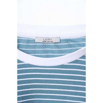 Джемпер  женский       трикотажный       Белый, Голубой  Полоска