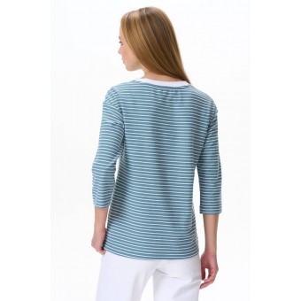 Джемпер  женский       трикотажный       Белый, Голубой  Полоска