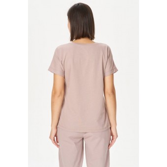 Футболка  женская       из кулирки       бежевая  Цветы