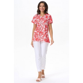 Футболка  женская       трикотажная       красная  Растения