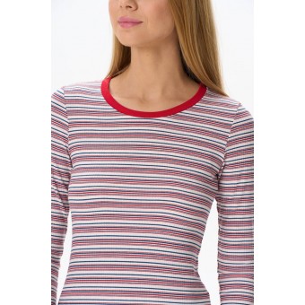 Джемпер  женский       трикотажный       Белый, Красный  Полоска