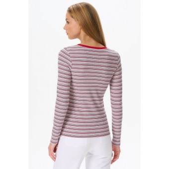 Джемпер  женский       трикотажный       Белый, Красный  Полоска