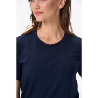 Футболка  женская       из кулирки       синяя  однотонная