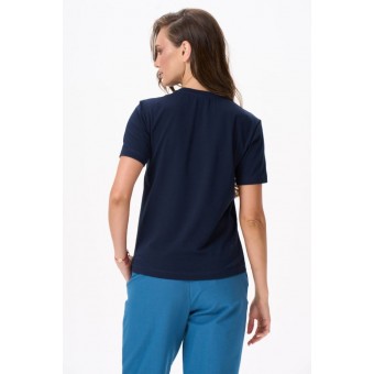 Футболка  женская       из кулирки       синяя  однотонная