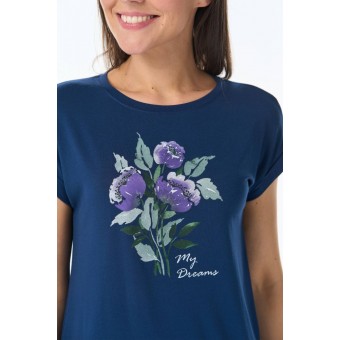 Футболка  женская       из вискозы       синяя  Принт