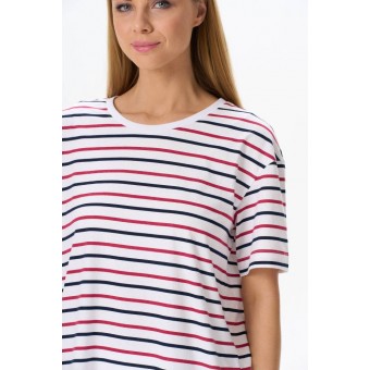 Футболка  женская       трикотажная       белая  Полоска