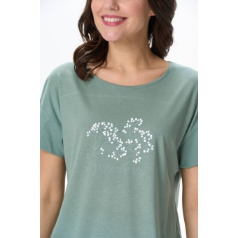 Футболка  женская       трикотажная       зеленая  Принт