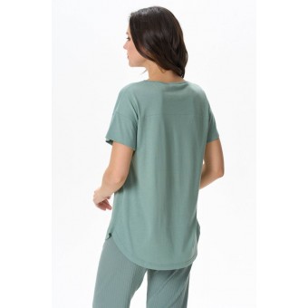 Футболка  женская       трикотажная       зеленая  Принт