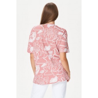 Футболка  женская       трикотажная       розовая  Цветы