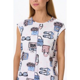 Футболка  женская       трикотажная       Белый, Розовый  Рисунок