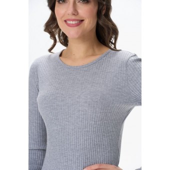 Джемпер  женский       трикотажный       серый  однотонный