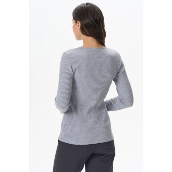 Джемпер  женский       трикотажный       серый  однотонный