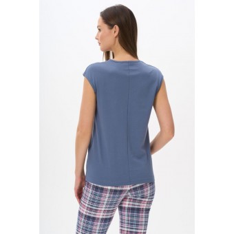 Футболка  женская       трикотажная       синяя  однотонная