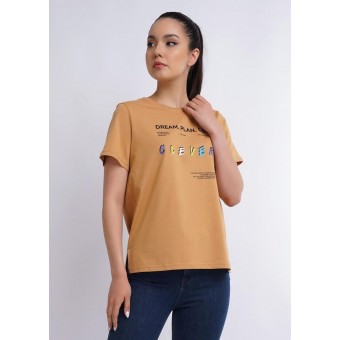 Футболка  женская       из кулирки       коричневая