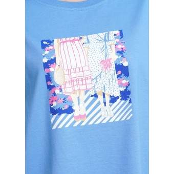 Футболка  женская       из кулирки       голубая  Принт