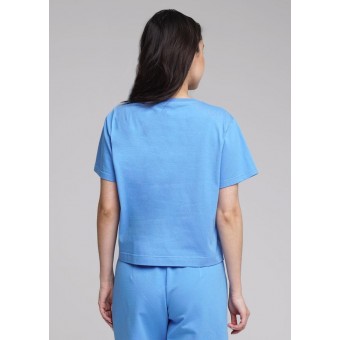 Футболка  женская       из кулирки       голубая  Принт