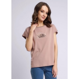 Футболка  женская       из кулирки       бежевая  Принт