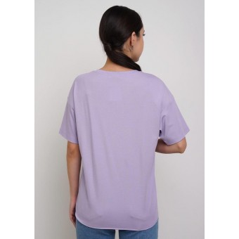 Футболка  женская       трикотажная       фиолетовая  Надписи