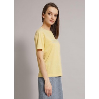 Футболка  женская       из пике       желтая  Надписи