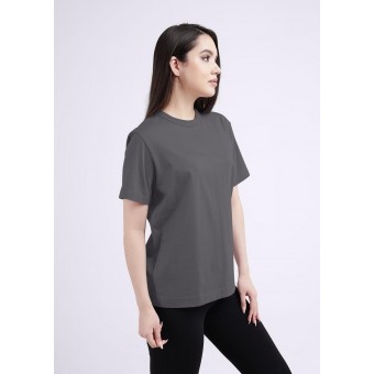 Футболка  женская       трикотажная       Темно-серый  однотонная