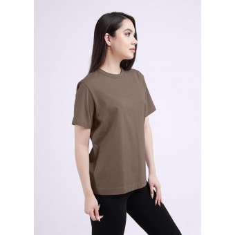 Футболка  женская       трикотажная       коричневая  однотонная