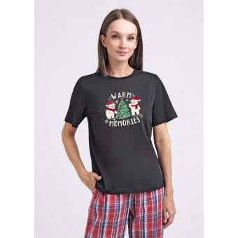 Футболка  женская       трикотажная       черная  Новый год