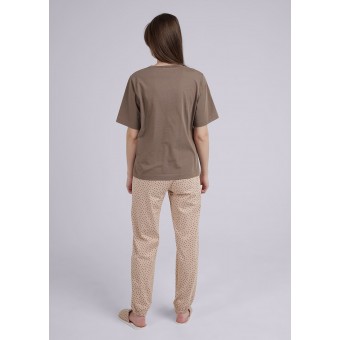 Футболка  женская       трикотажная       коричневая  Принт