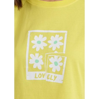 Футболка  женская       трикотажная       желтая  Принт