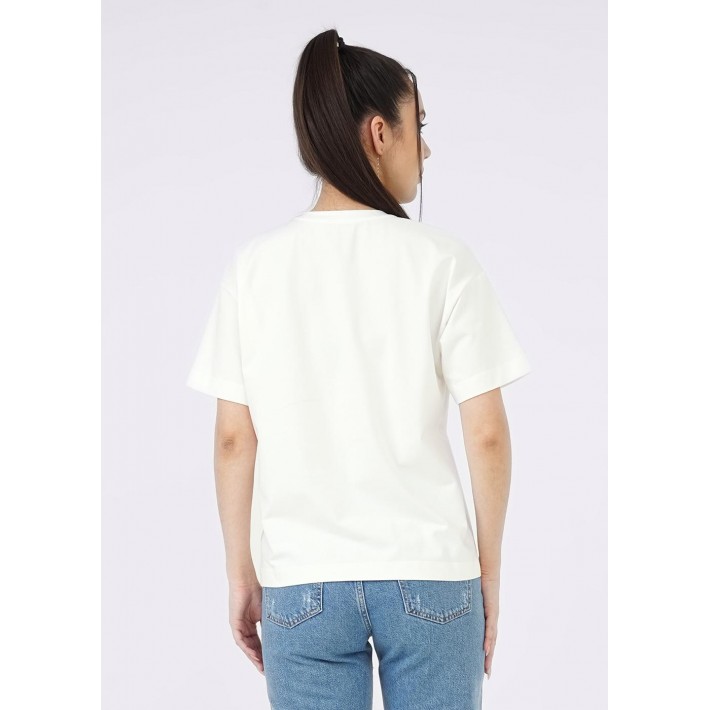 Футболка женская трикотажная Молочный Надписи