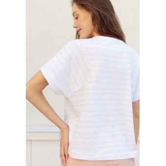 Футболка  женская       трикотажная       Бежевый, Белый  Принт Melado