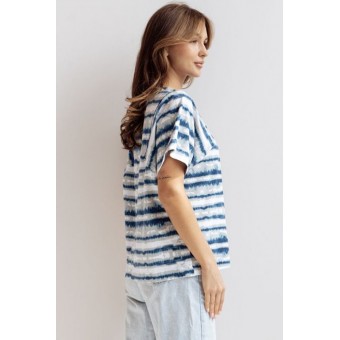 Футболка  женская       трикотажная       Белый, Синий  Принт Melado  