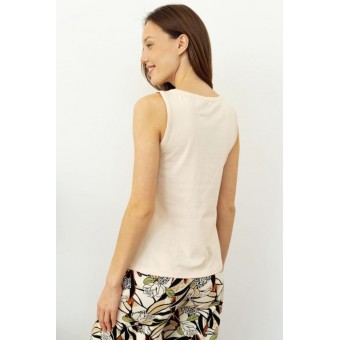 Топ  женский       трикотажный       бежевый  однотонный